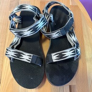 Teva Black and White Zigzag Platform Original Midform Sandals